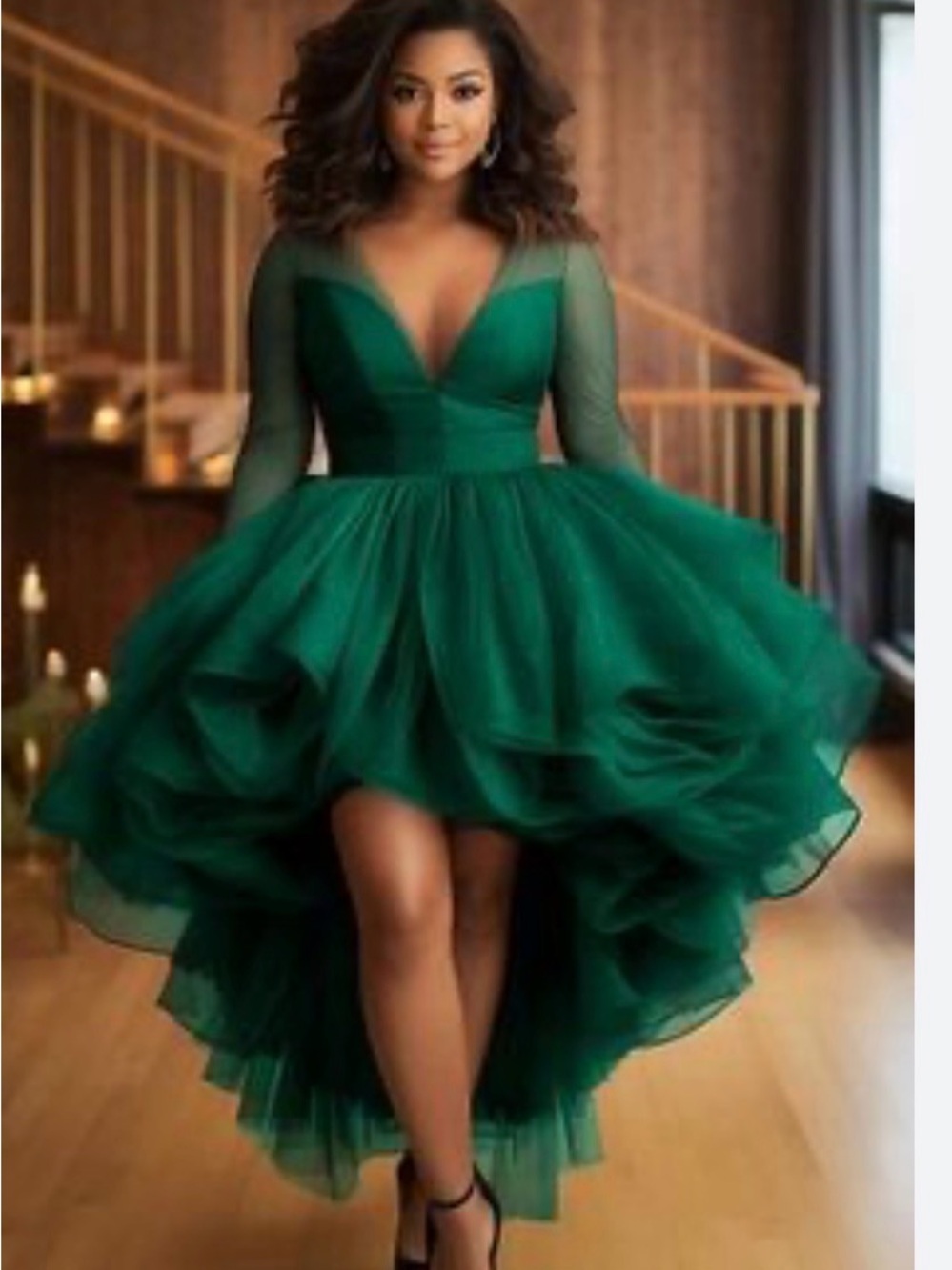 Green Hi Lo Evening Dress 3X